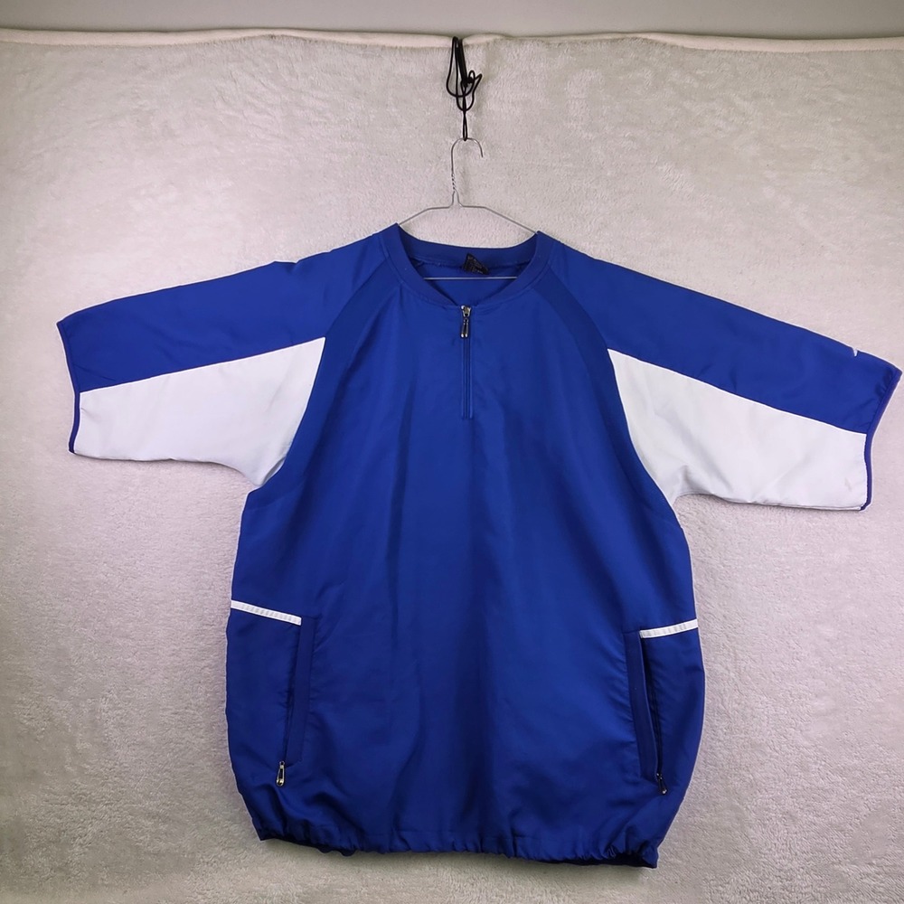 Triton NanoDri Mens XL Blue White Colorblock Short Sleeve 1/4 Zip Windbreaker